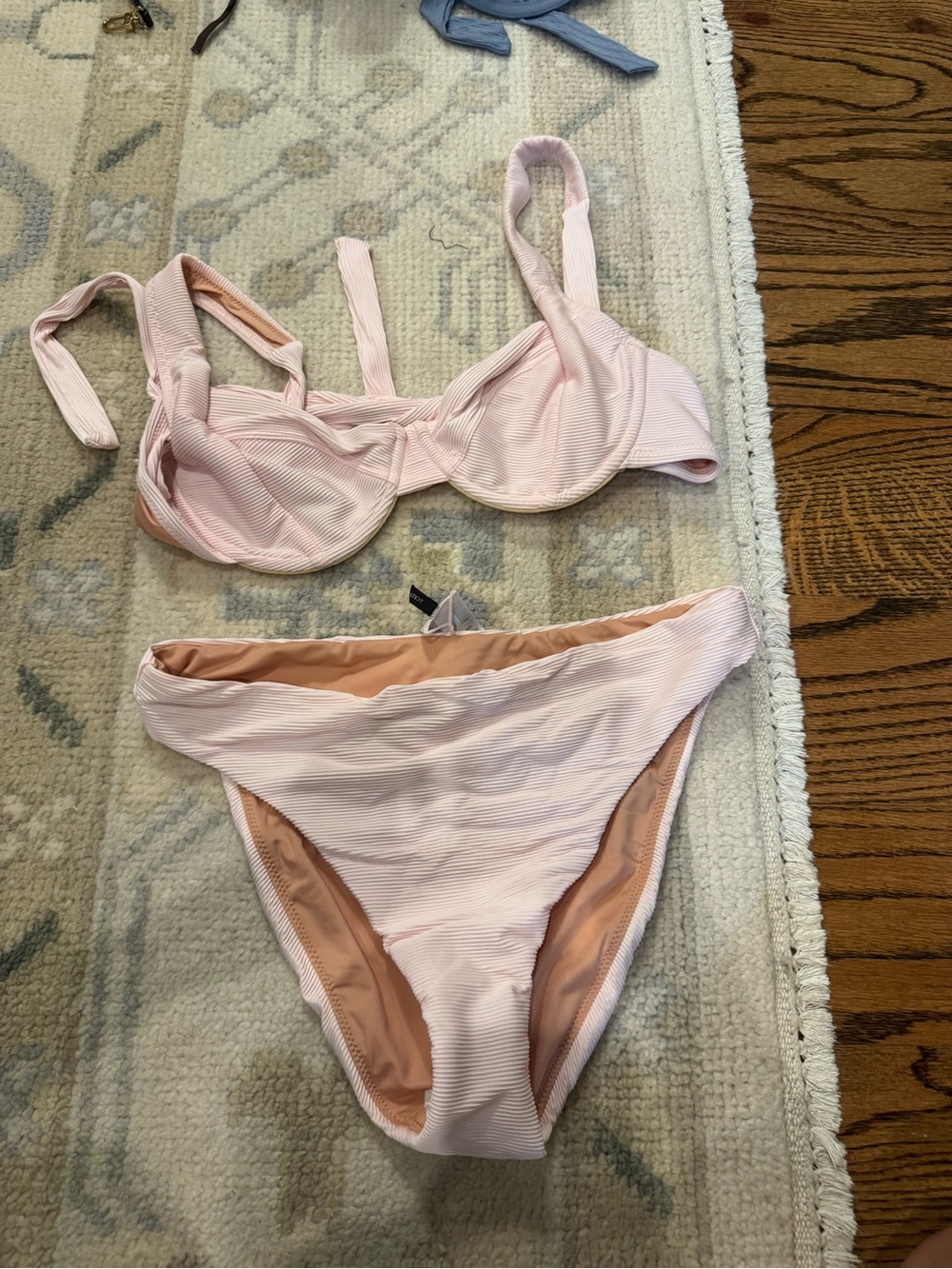 J. Crew Light Pink Ribbed Underwire Bikini Set